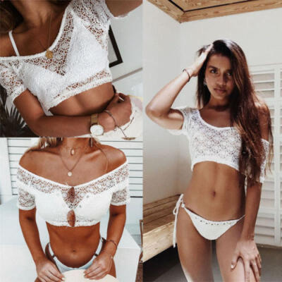 

US Women Sexy Lace Crop Top Ladies Hollow Out Tube Crop Tank Top Vest Blouse