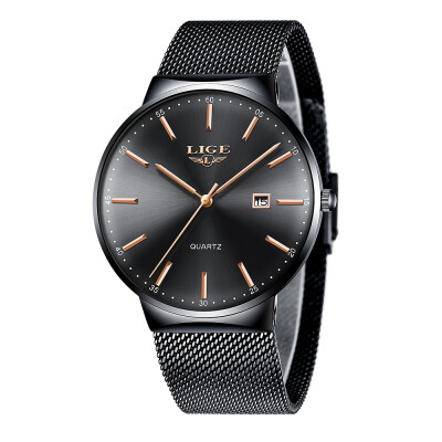 

LIGE 9903 Fashion Top Luxury Brand Men Full Stainless Steel Mesh Strap Business Watches Quartz Clock Men Wristwatch Relogio Mascul