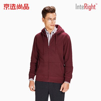

Beijing selected products × INTERIGHT INTERIGHT sweater mens hooded cardigan terry sweater coat wine red XL