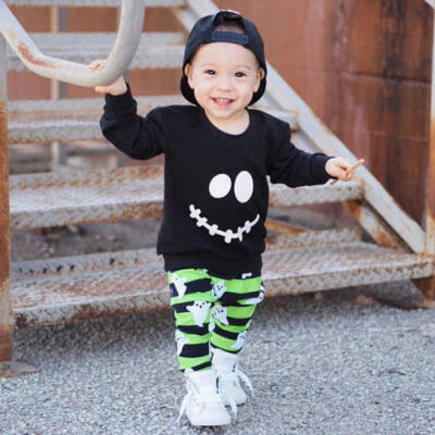 

Hot Newborn Toddler Boys T-shirt TopsLong Pants Leggings 2PCS Outfits Halloween