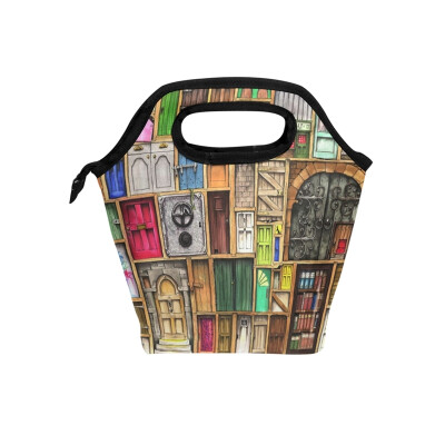 

Insulated Lunch Tote Bag Artistic Window Travel Picnic Lunch Handbags Portable Zipper Lunch Bag Box