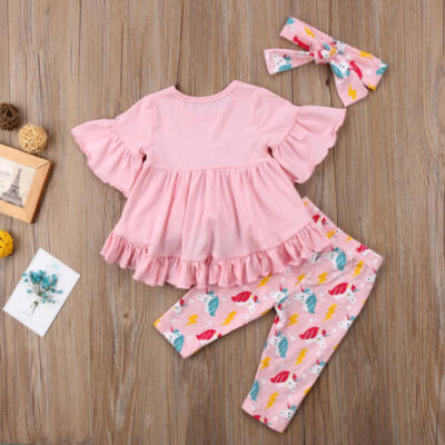 

3pcs Kids Baby Girl Dress Tops T shirtUnicorn Pants Outfits Set Party Clothes