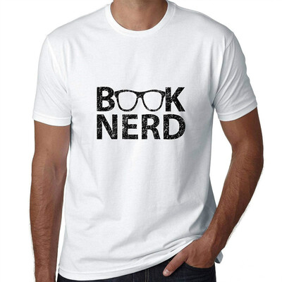 

Book Nerd With Glasses Word Art - Cute Graphic Mens T-Shirt