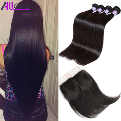 

Silky 7A Peruvian Virgin Hair Straight With Closure 3Pcs Peruvian Virgin Hair With Closure Straight Peruvian Hair With Lace Closur