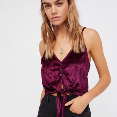 

Women Velvet Tank Tops Sleeveless Lace Vest Blouse Bra Crop Top T-Shirt Clubwear