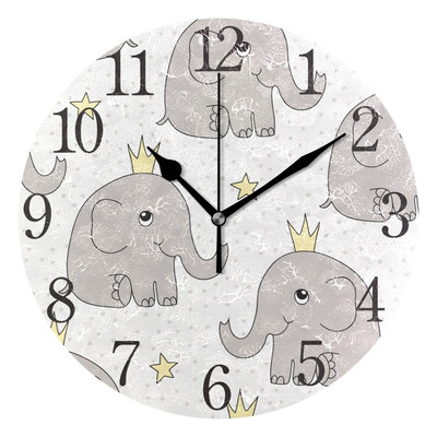 

Wall Clock Elephant Princess Round Wall Clock Arabic Numerals Design