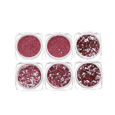 

6pcs Shiny Nail Glitter Powder Red Pink Purple Nail Sequins Manicure Nail Art Decoration