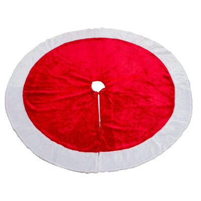 

UpperX Christmas Tree Skirt 48 inch Round Large Red Velvet Holiday Christmas Tree Decorations Skirts