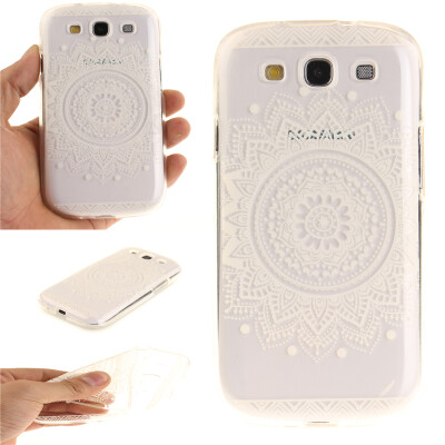 

White mandala Pattern Soft Thin TPU Rubber Silicone Gel Case Cover for SAMSUNG Galaxy S3 I9300