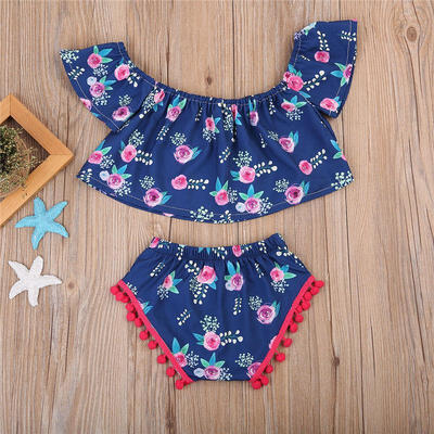 

UK 2PCS Toddler Infant Baby Girls Floral Flutter Crop Shorts Pants Outfits
