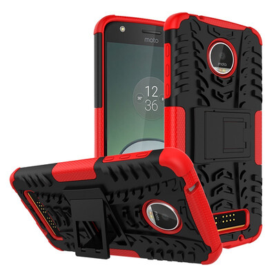 

Fivice Motorola Moto Z Play Case TPU anti-fall tire pattern back clip bracket phone case