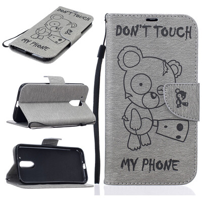 

Gray Bear Embossed PU Leather Wallet Case Classic Flip Cover with Stand Function and Credit Card Slot for Lenovo Moto G4/G4 Plus