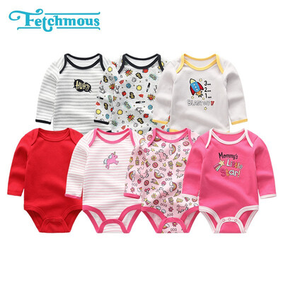 

7PCSLot Unicorn Full Sleeve Newborn Baby Girls Clothes Rompers Babywear Bodysuists One Pieces Baby Boys Clothes Cotton O-Neck