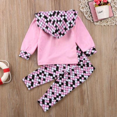 

UK Stock 2pcs Cute Mermaid Clothes Newborn Baby Girl Hooded TopLeggings Outfits