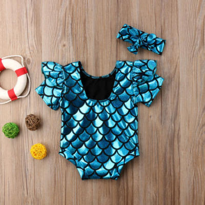 

Kid Baby Girls Toddler Swimsuit Swimwear Bathing Suit Bikini Tankini Headband