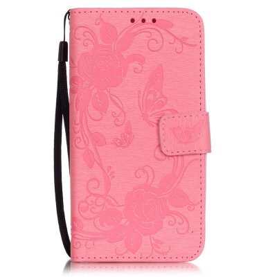 

Pink Butterfly PU Leather Flip Cover Wallet Card Holder Case for LG K7