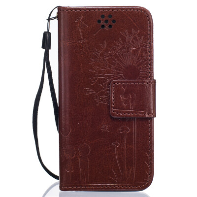 

Brown Lovers and Dandelion Style Embossing Classic Flip Cover with Stand Function and Credit Card Slot for IPHONE 5/5S/5SE