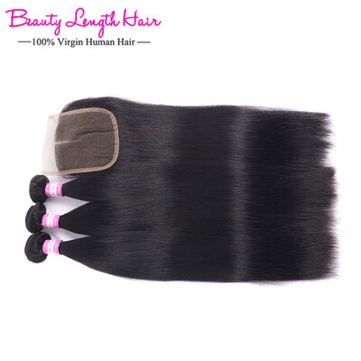 

Peruvian Virgin Hair Straight With Closure 3 Bundles with Closure Peruvian Straight Hair with Closure