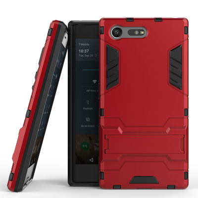 

Red Slim Robot Armor Kickstand Shockproof Hard Rugged Rubber Back Case For SONY Xperia X Compact