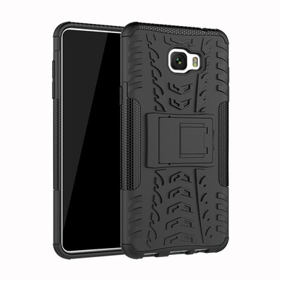 

Fivice Samsung C7 Pro Case TPU anti-fall tire pattern back clip bracket phone case