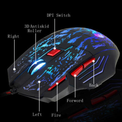 

Gamer LED Wired Illuminated Backlit Multimedia PC 7 Buttons Pad Gaming Mouse