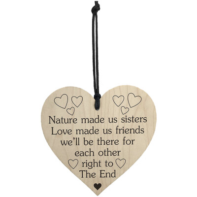 

UpperX Nature Made Us Sisters Friend To The End Wooden Hanging Heart Sister Love Plaque