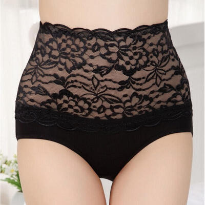 

Sexy Women Lace Flower High Waisted Underwear Panty Tummy Knicker Shorts UK HOT