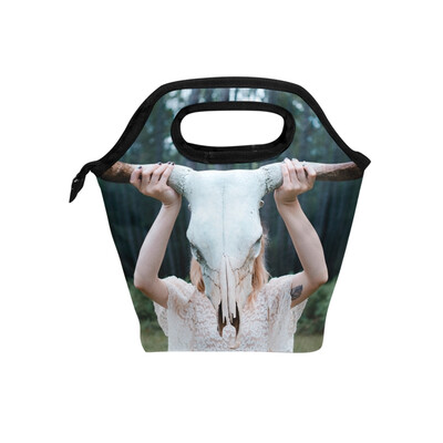 

Lunch Bag Sheep Head Tote Travel Picnic Insulated Handbags Portable Zipper Lunch Bag Box