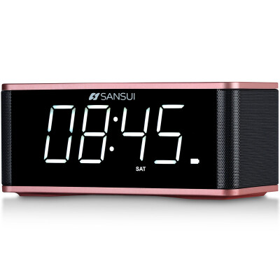 

Landscape SANSUI E36 Wireless Bluetooth Speaker Mobile Subwoofer Mini Talk Portable Card Computer Audio Radio Alarm Clock Small Steel Gun Clock Rose Gold