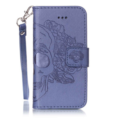 

Blue Skull Design PU Leather Flip Cover Wallet Card Holder Case for IPHONE 6S