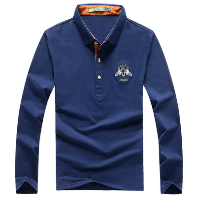 

Jeep Shield Polo Shirt Мужская футболка с длинным рукавом Футболка с капюшоном Solid POLO D9288 Sapphire 3XL