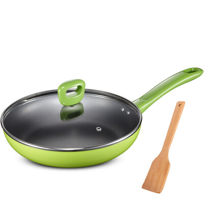 

Love Shi Da 28CM fire dragon eyes new non-stick gorgeous color frying pan WG8128G frying pan wok can be fried pancakes fried steak with pot lid pan non-stick pan green