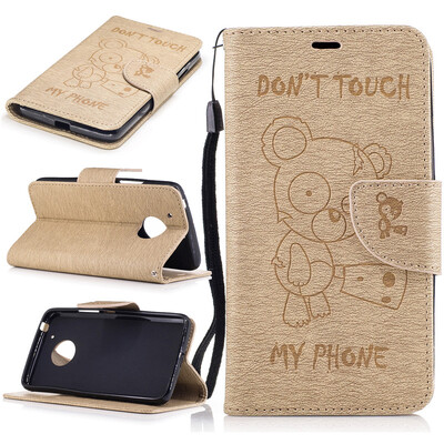 

Gold Bear Style Embossing Classic Flip Cover with Stand Function and Credit Card Slot for Motorola Moto G5