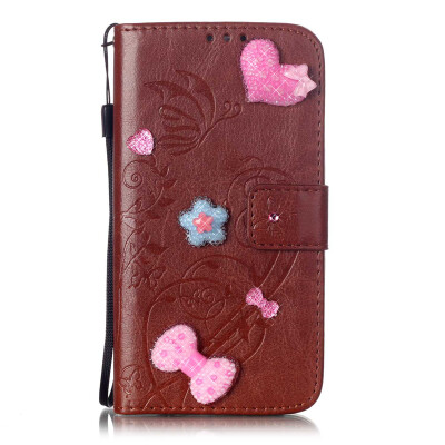 

Brown Flower Design PU Leather Flip Cover Wallet Card Holder Case for MOTO E2