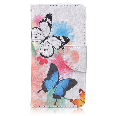 

Two Butterflies Design PU Leather Flip Cover Wallet Card Holder Case for BQ Aquaris M4.5