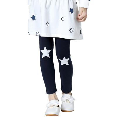 

Xin Song children's leggings girls pants in the big children's trousers Korean tight-fitting sports casual shoes pants blue J048B2 120