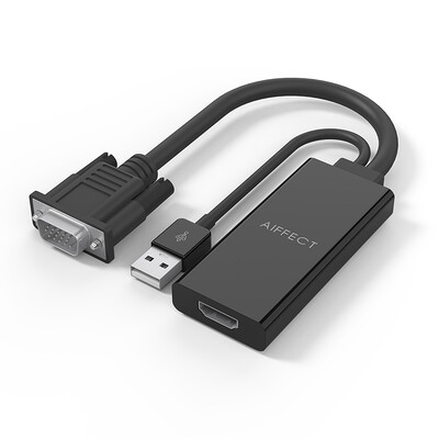 

艾菲克（AIFFECT）CVHE1-BR05 VGA转HDMI转换器 带音频供电口 VGA to HDMI转换线 笔记本连接电视显示器 黑