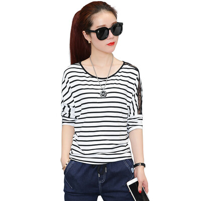 

Пух Коу VORNEOCO Корейский полосатые рукава свободно большого размера летучая мышь рукав рубашки женщина R1498 белый XL