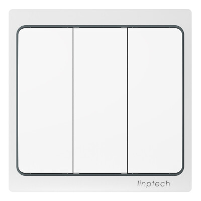 

Lap technology linptech smart home K4 wireless switch home switch without wiring from the power generation three open panel white need to match the collar with three single-channel receiver