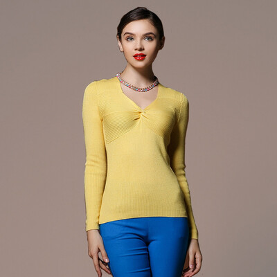 

MAZOE Europe and the United States fashion cross V-neck thread Slim wool knitted primer shirt Z1007 rust red XL