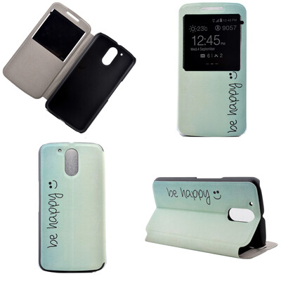 

Butterfly Smile Design PU Leather Flip Cover Wallet Card Holder Case for Moto G4