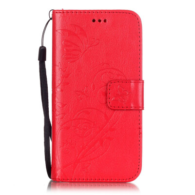 

Red Flower Design PU Leather Flip Cover Wallet Card Holder Case for IPHONE 7 PLUS