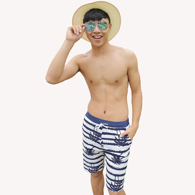

Qiaohai QIHAI 5523-8 summer quick-drying loose large size beach pants Korean flower shorts leisure beach pants big pants tide male XXL code blue