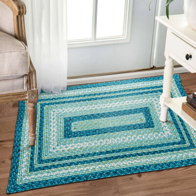 

You Li carpet hand-woven mats double-sided washable door mat bathroom doormat kitchen absorbent non-slip mat blue 1 600MMx900MM