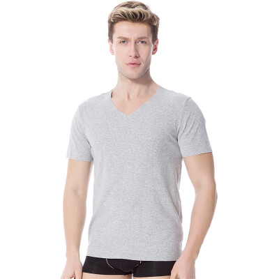 

Jingdong supermarket] modal vest men's V-neck short sleeve elastic Slim breathable modal T-shirt black