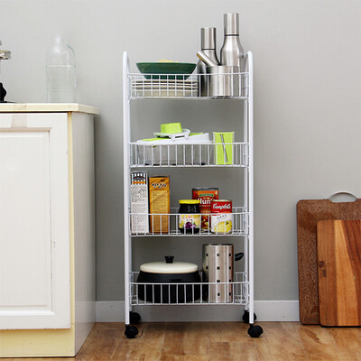 

Ou Run Zhe car 4-car removable multi-purpose fixed basket shelves kitchen bathroom storage rack debris sorting rack white