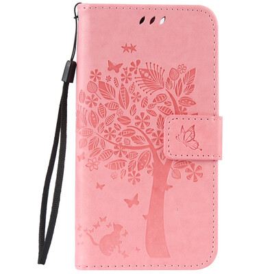 

Pink Tree Design PU Leather Flip Cover Wallet Card Holder Case for LENOVO A2020