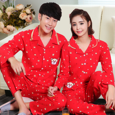 

Antarctic Nanjiren home clothing combed cotton couples pajamas red fatal year festive male models suit NAS5X20011-5 big red XXXL