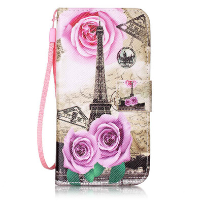 

Flower Tower Design PU Leather Flip Cover Wallet Card Holder Case for Samsung Galaxy J3（2016）/J310