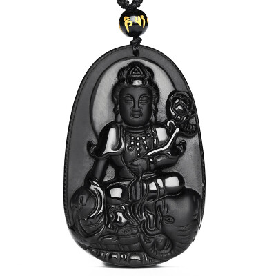 

Fengxian (Phoenisess) obsidian pendant zodiac eight Buddha necklace jade pendant male and female couple models Manjusri is a rabbit mascot with certificate